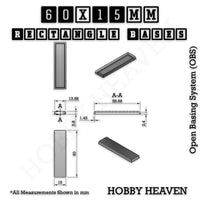 Rectangle Bases Range Sizes - 20x15mm to 75x25mm Small Sizes 3d Print Full Range Tabletop Games