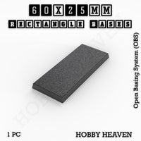 Rectangle Bases Range Sizes - 20x15mm to 75x25mm Small Sizes 3d Print Full Range Tabletop Games