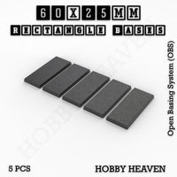 Rectangle Bases Range Sizes - 20x15mm to 75x25mm Small Sizes 3d Print Full Range Tabletop Games