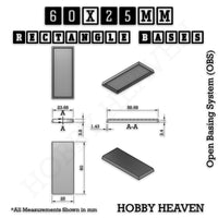 Rectangle Bases Range Sizes - 20x15mm to 75x25mm Small Sizes 3d Print Full Range Tabletop Games