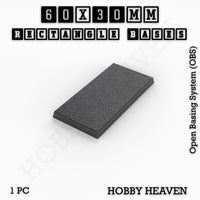 Rectangle Bases Range Sizes - 20x15mm to 75x25mm Small Sizes 3d Print Full Range Tabletop Games