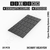 Rectangle Bases Range Sizes - 20x15mm to 75x25mm Small Sizes 3d Print Full Range Tabletop Games