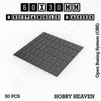 Rectangle Bases Range Sizes - 20x15mm to 75x25mm Small Sizes 3d Print Full Range Tabletop Games