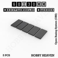 Rectangle Bases Range Sizes - 20x15mm to 75x25mm Small Sizes 3d Print Full Range Tabletop Games