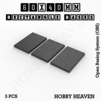 Rectangle Bases Range Sizes - 20x15mm to 75x25mm Small Sizes 3d Print Full Range Tabletop Games