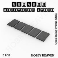 Rectangle Bases Range Sizes - 20x15mm to 75x25mm Small Sizes 3d Print Full Range Tabletop Games