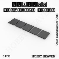 Rectangle Bases Range Sizes - 20x15mm to 75x25mm Small Sizes 3d Print Full Range Tabletop Games