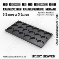 Round to Square Movement Trays Adapters for Tabletop Games
