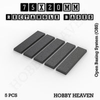 Rectangle Bases Range Sizes - 20x15mm to 75x25mm Small Sizes 3d Print Full Range Tabletop Games