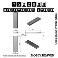 Rectangle Bases Range Sizes - 20x15mm to 75x25mm Small Sizes 3d Print Full Range Tabletop Games