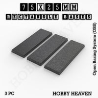 Rectangle Bases Range Sizes - 20x15mm to 75x25mm Small Sizes 3d Print Full Range Tabletop Games