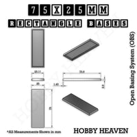 Rectangle Bases Range Sizes - 20x15mm to 75x25mm Small Sizes 3d Print Full Range Tabletop Games