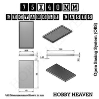 Rectangle Bases Range Sizes - 75x30mm to 125x40mm Medium Sizes 3d Print Full Range Tabletop Games