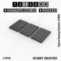 Rectangle Bases Range Sizes - 75x30mm to 125x40mm Medium Sizes 3d Print Full Range Tabletop Games