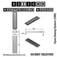 Rectangle Bases Range Sizes - 75x30mm to 125x40mm Medium Sizes 3d Print Full Range Tabletop Games