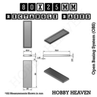 Rectangle Bases Range Sizes - 75x30mm to 125x40mm Medium Sizes 3d Print Full Range Tabletop Games