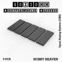 Rectangle Bases Range Sizes - 75x30mm to 125x40mm Medium Sizes 3d Print Full Range Tabletop Games