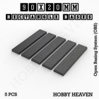 Rectangle Bases Range Sizes - 75x30mm to 125x40mm Medium Sizes 3d Print Full Range Tabletop Games