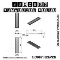 Rectangle Bases Range Sizes - 75x30mm to 125x40mm Medium Sizes 3d Print Full Range Tabletop Games