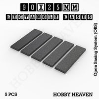 Rectangle Bases Range Sizes - 75x30mm to 125x40mm Medium Sizes 3d Print Full Range Tabletop Games