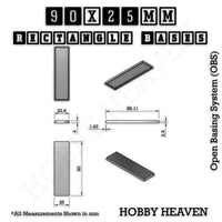 Rectangle Bases Range Sizes - 75x30mm to 125x40mm Medium Sizes 3d Print Full Range Tabletop Games