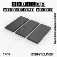 Rectangle Bases Range Sizes - 75x30mm to 125x40mm Medium Sizes 3d Print Full Range Tabletop Games