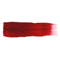 A smooth brush stroke of AKABT505 Madder Carmine Oil Paint on a white background, demonstrating its vibrant, deep red tone perfect for creating fantasy effects and realistic blood in scale modeling