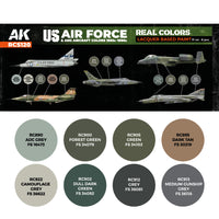 Detailed close-up of RCS120 set label showcasing the eight historically accurate USAF and ANG aircraft paint colors, essential for precise scale modeling of Cold War era military aircraft