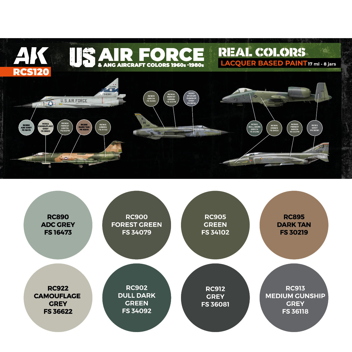 USAF &amp; ANG Colors 1960s-1980s - RCS120 Authentic Paint Set | Hobby