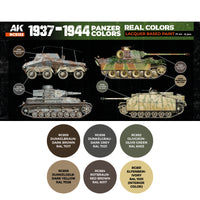 Detailed close-up of RCS122 set label displaying the six historically accurate German Panzer paint colors, essential for precise scale modeling of WWII German armor from 1937 to 1944