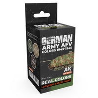 AK Interactive Real Colors Set RCS125 package displaying three meticulously formulated late-war German Army AFV paint bottles for 1943-1945 period on a clean white background