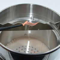 Brush cleaner top section showing strainer, zigzag scraper and spiral brush holder