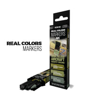 AK Interactive Real Colors Markers Set for WWII Allied Aircraft Cockpit - includes Interior Green, US Interior Yellow Green, and RAF Cockpit Grey-Green