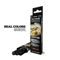 AK Interactive Real Colors Markers Set of 3 for chipping and damage effects - includes Aluminium, Dark Aluminium, and Chipping Color markers