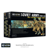Front view of the Bolt Action Soviet Army Early War Starter Army box with detailed artwork and product information for WWII wargaming.