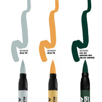 Close-up view of tips from the WWII Axis Aircraft Squiggle Camouflage Colors RC Markers Set, showing precision tips for detailed modeling