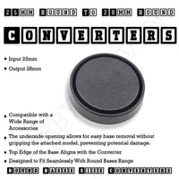 25mm to 28mm Round Base Converters ABS Plastic