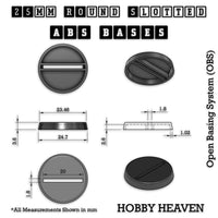 25mm Round Slotted Bases for Wargaming Miniatures | Durable Plastic | Compatible with Popular Tabletop Games