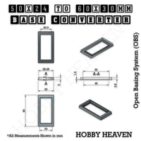 50x24mm to 60x30mm Rectangle Bases Converters ABS Plastic