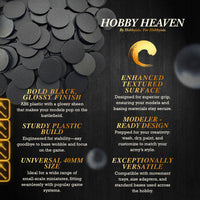 40mm Round Bases | Plain Black Plastic Bases for Wargames| Miniature Wargaming Bases