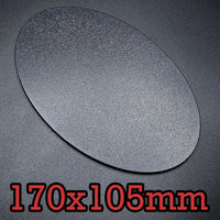 Oval wargaming base 170x105 mm with textured top surface for miniature models