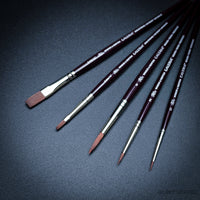 Winsor & Newton Galeria Short Handle Brush Set – 5-Pack (One Stroke 6mm, One Stroke 3mm, Round 6, Round 2, Round 0)