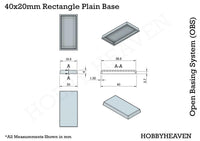 40x20mm Rectangle Plain Plastic Bases 3d Print