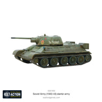 T-34 tank miniature in early war configuration, ideal for Soviet forces in the beginning of WWII tabletop battles.
