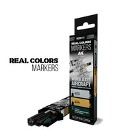 WWII Axis Aircraft Squiggle Camouflage Colors RC Markers Set featuring RLM 76, RLM 79, and IJA Ao Midori Iro