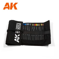 AK Interactive Weathering Pencils Full Range In Cloth Case 37pcs AK10048 - Hobby Heaven