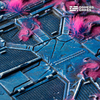 Extreme close-up of 120mm oval Alien Infestation base showing expansive alien landscape and intricate horror details