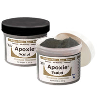 Aves Studio Apoxie Sculpt Part A and Part B jars with one jar open to show the modelling compound inside