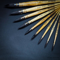 Full range of Da Vinci Series 418 squirrel wash brushes displayed in different sizes for watercolour painting