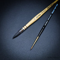 Top view of da Vinci 5247 watercolour brush set with Round and Mop brushes